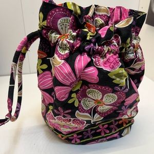 Vera Bradly Pink Floral Lined Cinch Bag